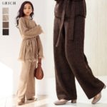 リブパンツ リブニットパンツ ニット セットアップ ニットパンツ レディース ニットパンツベージュ ニット レディース リブ リブニット ニット セクシー ウエストゴム ボトムス パンツ / リブニットストレートパンツ [190951]