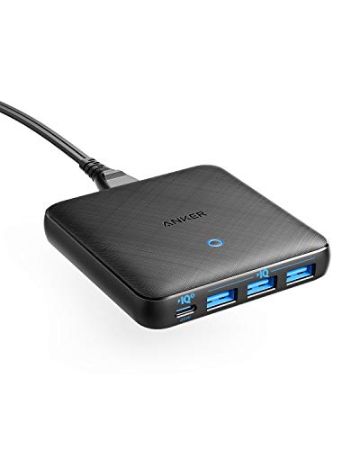 Anker PowerPort Atom III Slim (Four Ports)（PD対応 65W 4ポートUSB-C 急速充電器）【PowerIQ3.0搭載 / Power Delivery 対応/GaN(窒素ガリウム)採用】 iPhone 11 / 11 Pro / 11 Pro Max/XS、 MacBook Air、その他USB-C機器対応 (ブラック)