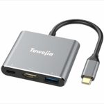 USB Type c HDMI アダプタ　Tuwejia usb タイプc ４K 解像度 hdmiポート+USB 3.0高速ポート+USBタイプC高速PD充電ポート　3-in-1 変換 アダプタ　UHDコンバータ　MacBook Pro/MacBook Air 2018/2019 iPad Pro 2018/2019，Samsung Galaxy S10/note 9/Surface Go/ USB C デバイス対応 （スペースグレイ）