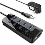 USBハブ 電源付き atolla USB3.0Hub 4ポート増設 + 1充電ポートUSB拡張【独立スイッチ付・100cm USBケーブル】