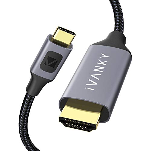 iVANKY USB Type C HDMI 変換ケーブル【2m・4K/60Hz・HDR・HDCP2.2・Thunderbolt 3対応・USB 3.1】灰色