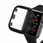 OJBSEN Apple Watch Series3/Series2 42mm ケース, Apple Watch 超薄型フィルム 液晶全面保護カバー, 日本旭硝子材 + PCフレーム 耐衝撃 傷防止 軽量 脱着簡単 対応 新しい アップルウォッチシリーズ 3/2 カバー 42mm -ブラック