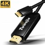 USB Type C to HDMI 60Hz 変換ケーブル1.8M Tuwejia Thunderbolt 3 to HDMI 4K高解像度映像出力 hdmiポート ケーブル アダプタ MacBook Pro/iPad Pro 11/ Mabook air 2018/2019 Chromebook/HUAWEI Mate 20/30/ P20/P30 USB C デバイス 対応 (ブラック)