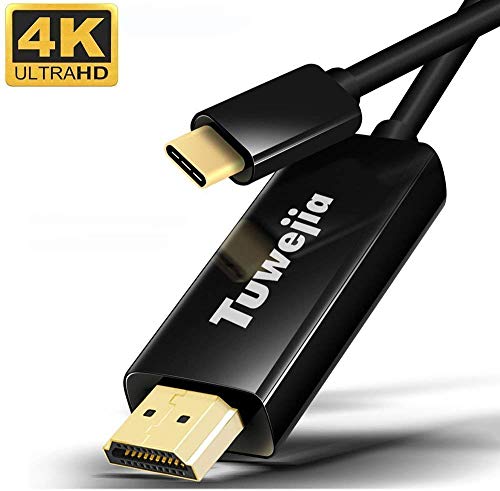 USB Type C to HDMI 60Hz 変換ケーブル1.8M Tuwejia Thunderbolt 3 to HDMI 4K高解像度映像出力 hdmiポート ケーブル アダプタ MacBook Pro/iPad Pro 11/ Mabook air 2018/2019 Chromebook/HUAWEI Mate 20/30/ P20/P30 USB C デバイス 対応 (ブラック)