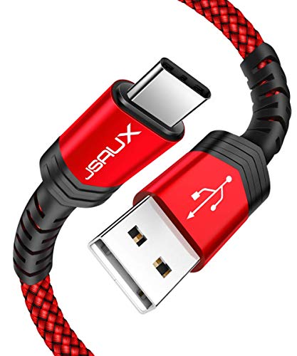 JSAUX USB Type C ケーブル【2m 一本入り】超高耐久ナイロン編み 万回以上の折り曲 USB C 2.4A急速充電 480Mb/s高速データ転送 QuickCharge3.0対応 56Kレジスタ使用 Samsung Galaxy Note10/9/8/S8/S8+/S9/S9+/s20/S20+/S20Ultra、LG G5/G6/V20/V30、Sony Xperia XZ/XZs/X Compact、Google Pixel 2 XL、Nexus 5X/6P、Huawei P9などのType-C機器対応 （赤）