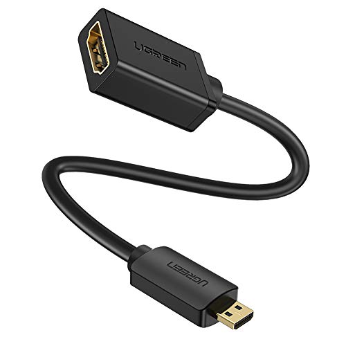 UGREEN Micro HDMI延長ケーブル Micro HDMI to HDMI変換アダプター 4K 3D HDMI Type D Gopro Hero 7 6 5 4, Asus Transformer T100, Lenovo Yogaなど対応 金メッキコネクタ 20cm