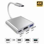 IVSO【2020 最新版 】USB Type C HDMI アダプタHDMI 変換アダプター 4k 解像度 HDMIポートとUSB 3.0高速ポートとUSBタイプC高速PD充電ポート３-in-1 変換 アダプタ最新システム対応 放熱対策 小型 幅広い スイッチ ドック 代用品 Nintendo Switch/MacBook Pro/iPad Pro/Samsung Galaxy/Dell XPSに対応　銀色