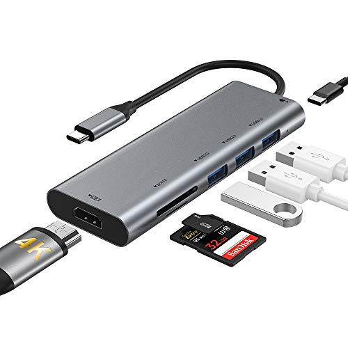 USB C ハブ USB Type C ハブ 7in1 変換 USB3.0 ハブ PD対応 急速充電 4K HDMI出力 高速データ転送 TF/SDカードリーダー USB3.0ポート*3 USB C ドッキングステーション ウルトラスリム MacBook /MacBook Air/MacBook Pro/ Surface GO/ Chromebook/ Samsung Galaxy Tab Pro/ HP Spectre/ Huawei Matebookなどに対応