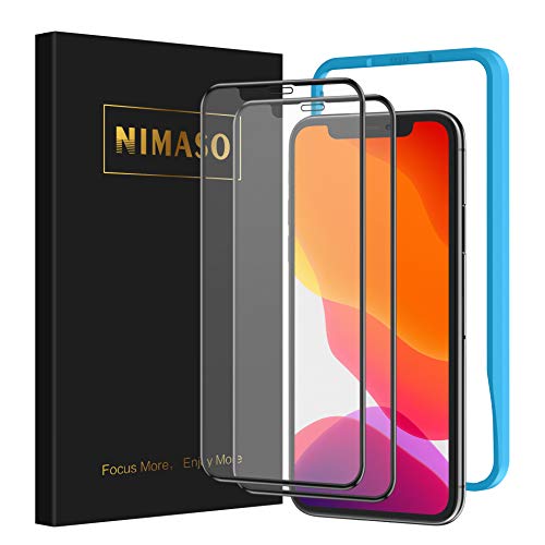 【アンチグレア】【2枚セット】 Nimaso iPhone 11/ iPhone XR 用 全面保護フィルム 強化ガラス 【フルカバー】保護フィルム【ガイド枠付き】 硬度9H / 反射低減/指紋防止/貼り付け簡単（ 6.1 インチ iPhone11 /iPhoneXR 用 フィルム ）