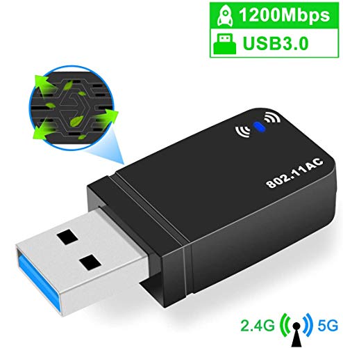 Rich【2020最新版】WiFi 無線LAN 超小型 USB3.0 1200Mbps 高速度 デュアルバンド 2.4G/5G 802.11ac技術 子機&親機 放熱穴デザイン Windows Vista/XP/10/8/7, Linux, Mac OS X対応