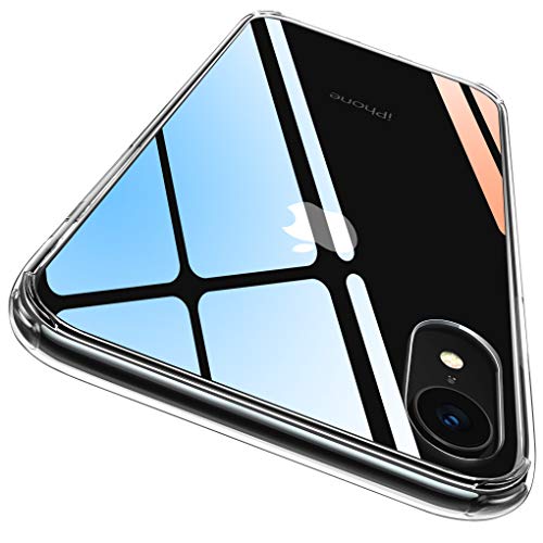 CASEKOO iPhone XR ケース クリア 薄型 指紋防止対策 耐衝撃 透明カバー 衝撃吸収 四隅滑り止め ワイヤレス充電対応 アイフォン XR ケース 6.1インチ PC背面+TPUバンパー ハイブリッド