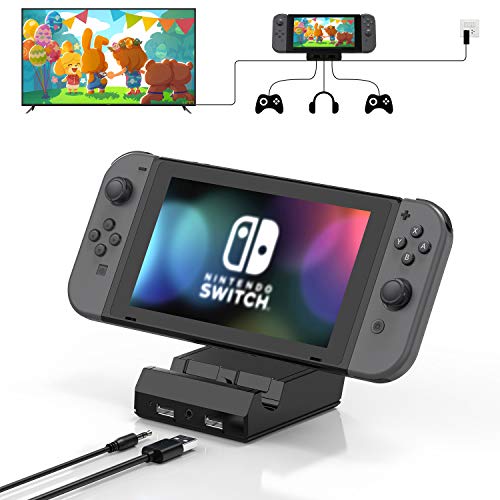 Switch ドック スイッチ 充電スタンド ニンテンド ポータブルusbハブスタンド HDMI変換 TVモード 放熱 直接にTV出力 小型 アダプター 4K高画質/30fps動画 Nintendo Switch NS スイッチ対応 ヘッドフォンポート 日本語説明書付き