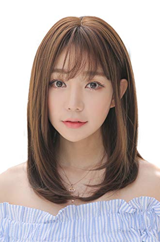 FESHFEN ウィッグ かつら ミディアム セミロング フルウィッグ レディース wig ストレート 自然 医療用 小顔効果