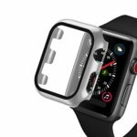 OJBSEN Apple Watch Series3/Series2 42mm ケース, Apple Watch 超薄型フィルム 液晶全面保護カバー, 日本旭硝子材 + PCフレーム 耐衝撃 傷防止 軽量 脱着簡単 対応 新しい アップルウォッチシリーズ 3/2 カバー 42mm -シルバー