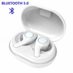 Bluetooth 5.0ワイヤレスイヤホン、軽量のインイヤーイヤホンノイズキャンセリング防水タッチコントロールスポーツ用の真のワイヤレスイヤフォン、HD音声USB-Cマイク付き高速充電 (白い)