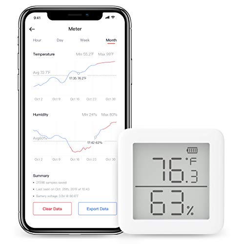 SwitchBot スイッチボット デジタル 温湿度計 スマート家電 – 高精度 スイス製センサースマホで温度湿度管理 アラーム付き グラフ記録 Alexa, GoogleHome, IFTTT対応 (ハブ必要)