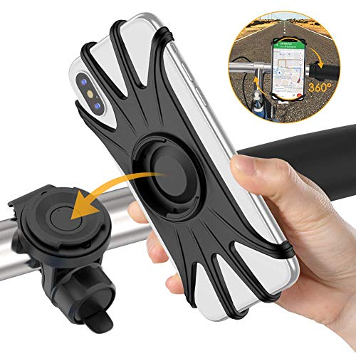 VUP 自転車ホルダー スマホホルダー 取り外し可能 改良モデル 4-6.5インチ iPhone 11 iphone 11 pro iPhone 11 Pro Max iPhone/Android全機種に適用 360度回転 振れ止め 脱落防止 メーカー直営店 1年間保証 黒