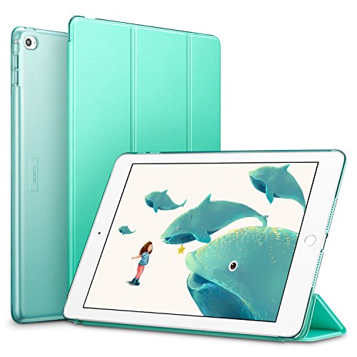 ESR iPad Air2 ケース 軽量 薄型 オートスリープ スタンド機能 半透明ー PUレザー 傷つけ防止 三つ折タイプ iPad Air2専用(モデル番号A1566 A1567)スマートカバー(ミントグリーン) 4894240019399