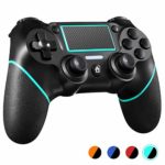 PS4コントローラー W＆O DualShock 4 プレイステーション4 / Pro/Slim/PCおよびモーションモーターとオーディオ機能、ミニLEDインジケーター、USBケーブル、滑り止め付きラップトップ用ワイヤレスゲームパッド (ライトブルー)