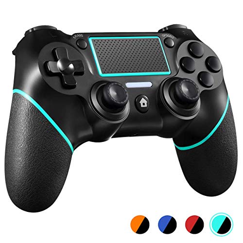 PS4コントローラー W＆O DualShock 4 プレイステーション4 / Pro/Slim/PCおよびモーションモーターとオーディオ機能、ミニLEDインジケーター、USBケーブル、滑り止め付きラップトップ用ワイヤレスゲームパッド (ライトブルー)