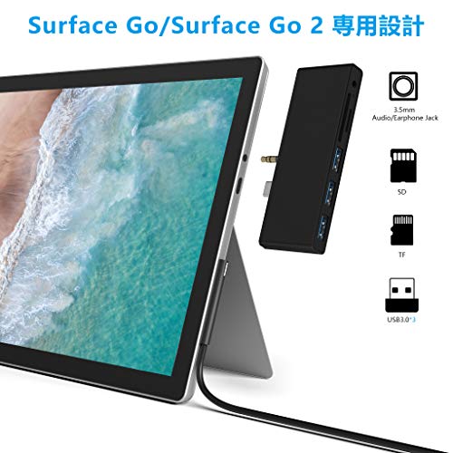 【エルゴノミクス設計】 6-in-1Microsoft Surface Go/Surface Go 2 専用 USB 3.0 ハブ 3.5 mmオーディオ ポート + SD&TF（Micro SD）スロット + USB3.0ポート×3 アルミニウムUSB 3.0変換アダプター 5Gbps高速データ転送