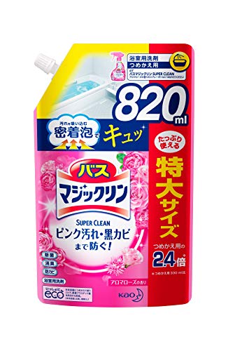 バスマジックリン 風呂洗剤 泡立ちスプレー SUPERCLEAN アロマローズの香り 詰め替え 820ml