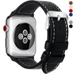 Fullmosa コンパチ Apple Watch バンド ベルト アップルウォッチバンド 38mm 40mm Fullmosa apple watch series5/4/3/2/1 バンド 本革レザー 交換バンド ラグ付き(ブラック 38mm/40mm)