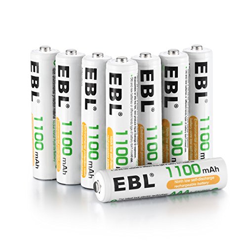 EBL 単4形充電池 充電式ニッケル水素電池 高容量1100mAh 8本入り 約1200回使用可能 ケース2個付き 単四充電池