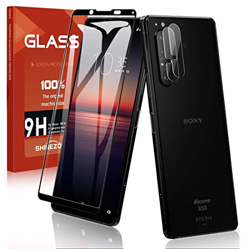 SHINEZONE Sony Xperia 1 II SO-51A SOG01 ガラスフイルム【 1枚セット】+Sony Xperia 1 II SO-51A SOG01 カメラフィルム【 2枚セット】日本旭硝子製 高透過率99% 硬度9H 気泡防止 キズ防止 耐衝撃 高透明度 防滴 防塵 極薄 エクスペリア・ワン・マークツー カメラ全体保護(Xperia1II ガラスフィルム/カメラフィルム)