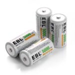 EBL 単2形 充電式ニッケル水素電池 4個パック 5000mAh ケース付き 高容量5000mAh、約1200回使用可能 単二充電池