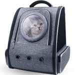 Dazers 猫 キャリー バッグ ペットキャリー バッグ 小型犬 リュック 透明 顔出し 宇宙船型 通気性抜群 大容量 折畳可 通院 旅行 災害避難用 (灰色)