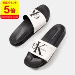 【50%OFFクーポン対象！7/28(火)16:00〜7/31(金)13:59】カルバンクライン CalvinKlein サンダル POOL SLIDE CHANTAL CANVAS WHITE/BLACK 34R9587