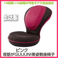 ●あす楽（1030円クーポン）【背筋がGUUUN　美姿勢座椅子（色：ピンク）】2つの14段階リクライニング機能！腰が辛い 背中がはる人に 背筋がGUUUN(グーン)美姿勢座椅子 背筋がGUUUN!!美姿勢座椅子 背筋がGUUUN美姿勢座椅子【★】（送料無料）