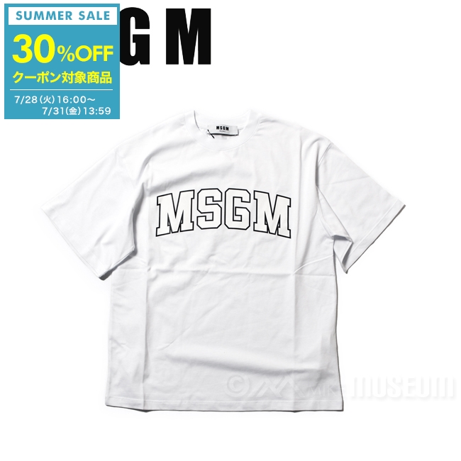 【30%OFFクーポン対象！7/28(火)16:00〜7/31(金)13:59】エムエスジーエム MSGM Tシャツ レディース 半袖 クルーネック ロゴ ホワイト WHITE MDM162【送料無料】