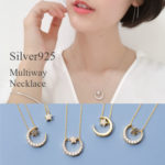 【3,588円/40%OFFクーポンご利用で☆Silver925☆送料無料】ネックレス レディース シルバー ゴールド　S925 CZダイヤモンド 月 星 ジルコニア プレゼント 2way 3way 40b