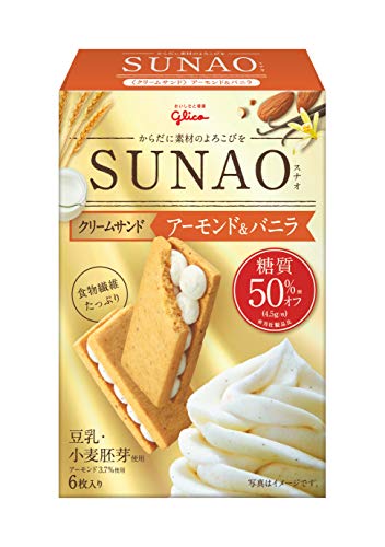 江崎グリコ (糖質50% オフ) SUNAO(クリームサンド) アーモンド&バニラ 6枚 ×7個