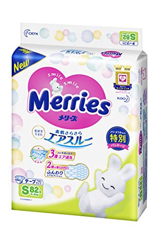 【テープ Sサイズ】メリーズ オムツ さらさらエアスルー (4~8kg) 82枚 【Amazon.co.jp限定】