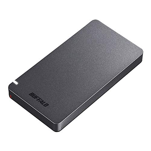 BUFFALO USB3.2Gen2 ポータブルSSD 960GB 名刺サイズ 読込速度530MB/s 日本製 PS4(メーカー動作確認済) 耐衝撃・コネクター保護機構 ブラック SSD-PGM960U3-B/N