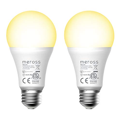 【Amazon Alexa認定】Meross WiFi スマートLED電球 E26 800lm 60W相当 電球色・昼白色対応 調光調色 RGB 1600万色 ハブ・ブリッジ不要 Alexa/Google Home 対応 MSL120JP-VC (2個入)