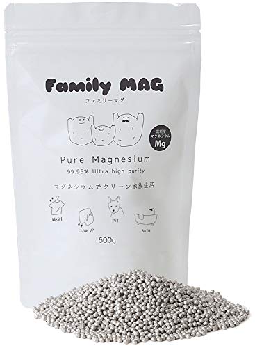 Family MAG マグネシウム 粒 洗濯 部屋干し 消臭 【大容量 600g】 高純度 99.95％ ペレット 5mm 除菌 DIY ファミリーマグ fm600-100-100