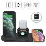 Meelio Qiワイヤレス急速充電器 iPhone/Apple Watch/Airpods Pro ワイヤレスチャージャー 4 in 1充電スタンド Quick Charge 2.0/3.0アダプター対応 置くだけ充電iPhone SE (第2世代)/iPhone 11 / 11 Pro / 11 Pro Max/XS/XS Max/XR/X / 8 / 8 Plus、Galaxy S10 / S10+ / S9 / S9+/Note 10 まで対応 他のQi対応機種も適用【3.0充電アダプター付属】