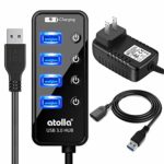 atolla USB3.0ハブ 電源付き、4ポート5Gbps高速 usbハブ セルフパワー・バスパワー、USB延長コード (60cm)、usb hub独立スイッチ、5V/3A ACアダプタ付き