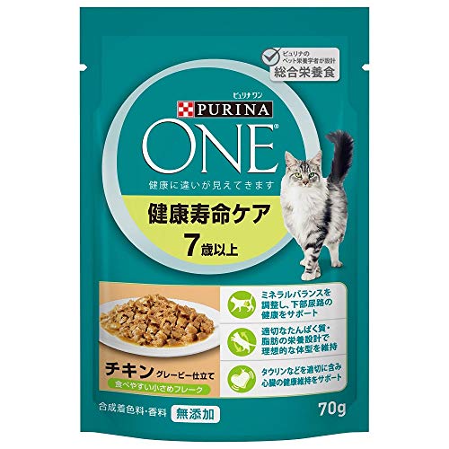 ピュリナ ワン キャットフード キャット パウチ 健康寿命ケア 7歳以上 チキン グレービー仕立て 70g×12個 (まとめ買い)